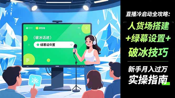 直播冷启动全攻略:人货场搭建+绿幕设置+破冰技巧,新手月入过万实操指南