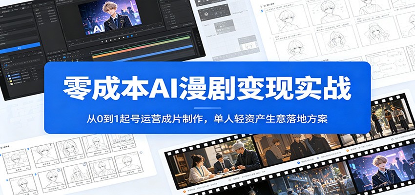 零成本AI漫剧变现实战:从0到1起号运营成片制作,单人轻资产生意落地方案