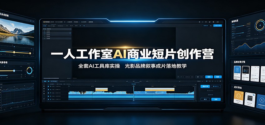 一人工作室AI商业短片创作营：全套AI工具库实操，光影品牌叙事成片落地教学