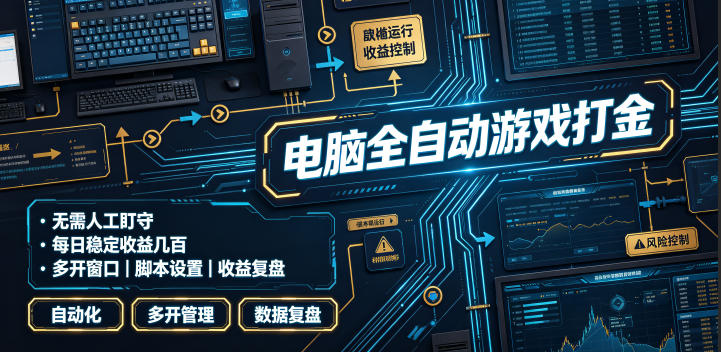 电脑全自动游戏打金,无需人工盯守,每日稳定收益几百!【揭秘】