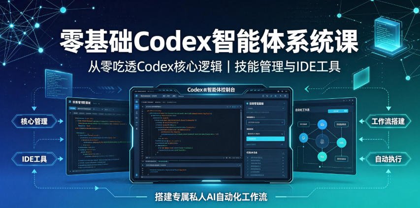 零基础Codex智能体系统课｜从零吃透Codex核心逻辑、技能管理与IDE工具，搭建专属私人AI自动化工作流