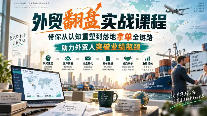 外贸翻盘实战课程，带你从认知重塑到落地拿单全链路，助力外贸人突破业绩瓶颈