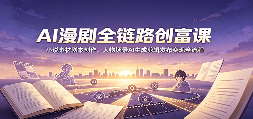 AI漫剧全链路创富课：小说素材剧本创作，人物场景AI生成剪辑发布变现全流程