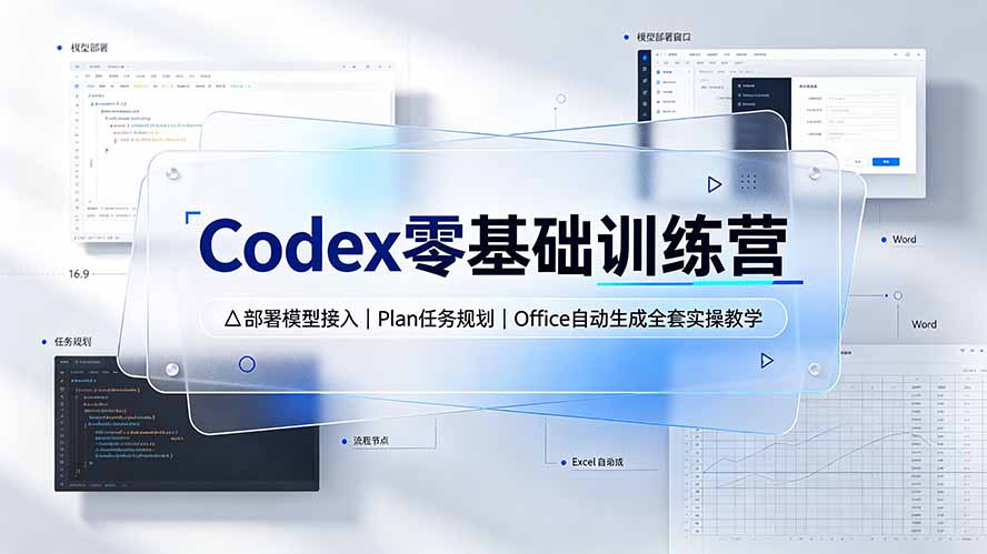 Codex零基础训练营：部署模型接入｜Plan任务规划｜Office自动生成全套实操教学