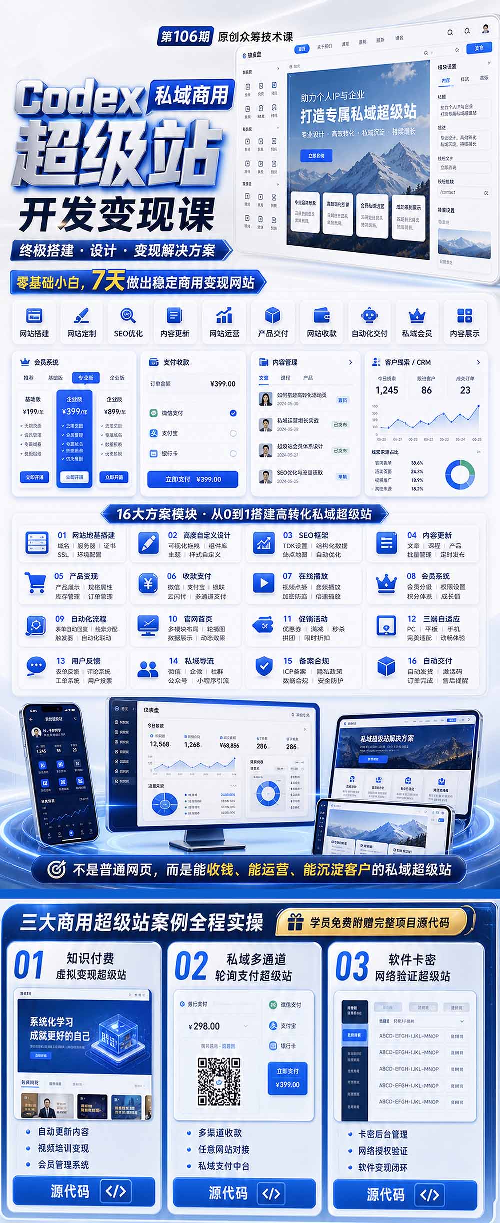 Codex私域商用超级站Ai开发变现课106期-更新0630:不是普通网站,而是能收钱,能运营,能沉淀客户的私域超级站