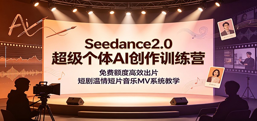 Seedance2.0超级个体AI创作训练营：免费额度高效出片，短剧温情短片音乐MV系统教学