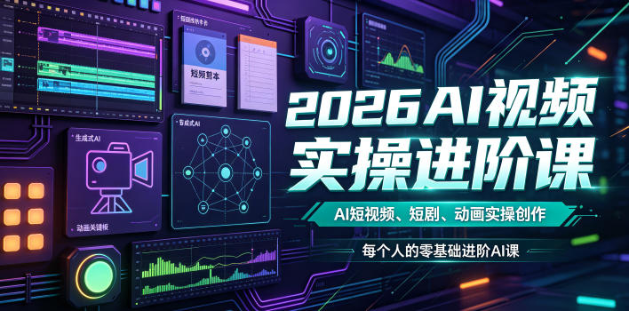 2026AI视频实操进阶课，AI短视频、短剧、动画实操创作，每个人的零基础进阶ai课
