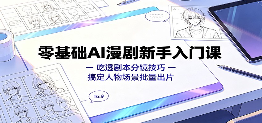 零基础AI漫剧新手入门课：吃透剧本分镜技巧，搞定人物场景批量出片