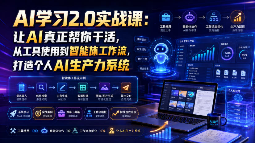 AI学习2.0实战课：让AI真正帮你干活，从工具使用到智能体工作流，打造个人AI生产力系统