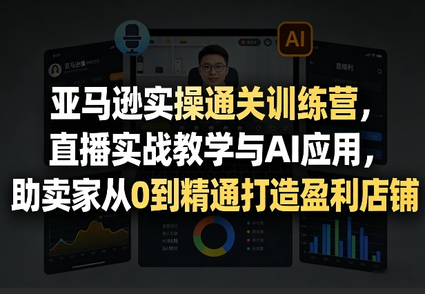 亚马逊实操通关训练营，直播实战教学与AI应用，助卖家从0到精通打造盈利店铺(更新7月3日)